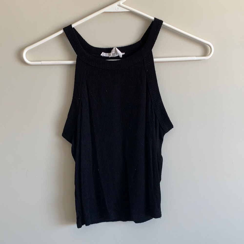 Black simple high neck top